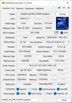 Intel Arc A370M mit 35-W-TGP