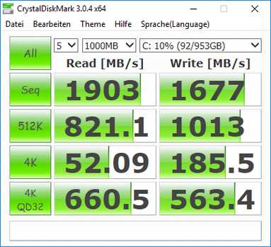CrystalDiskMark (Samsung NVM Express Treiber 2.1)
