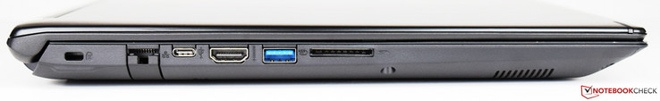 links: Kensington Lock, Ethernet, USB 3.1 Gen 1 Typ-C, HDMI, USB 3.0, SD-Kartenlesegerät