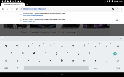 Die Standard-Tastatur Google Gboard im Querformat