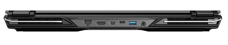 Rückseite: RJ45-LAN, HDMI 2.0, Mini-DisplayPort 1.4, USB-C 3.1 Gen2 (DisplayPort), USB-A 3.0, Energie