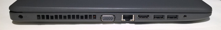 Linke Seite: Netzanschluss, VGA, Gigabit-LAN, HDMI, 2x USB 3.0, kombinierter Audioanschluss