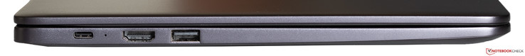Linke Seite: USB 3.1 Gen1 Typ C (gleichzeitig Stromanschluss), HDMI, USB 3.0