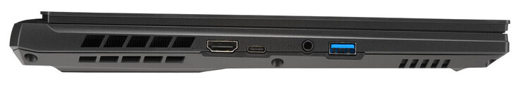Linke Seite: HDMI 2.1, USB 3.2 Gen 1 (USB-C; Displayport), Audiokombo, USB 3.2 Gen 1 (USB A)