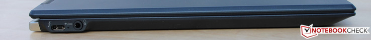 links: Thunderbolt 3 als Type-C USB, Mic+Line Kombi (Headset)