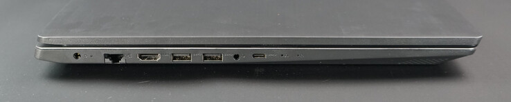Stromanschluss, LAN, HDMI (max. 4K30), 2x USB 3.0, Headset, USB-C (USB 3.0), Microfonöffnung, Power-LED