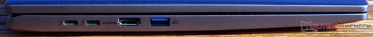 Anschlüsse links: 2 x Thunderbolt 4, HDMI 2.1, USB-A (5 Gbit/s, always on)
