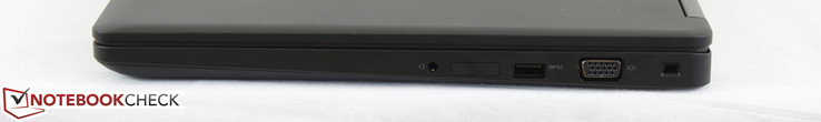 rechts: 3,5-mm-Kombi-Audio, (optional: SIM-Slot), USB 3.0, VGA-Ausgang, Nobel-Lock