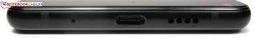Fußseite: Mikrofon, USB-C-Port, Lautsprecher