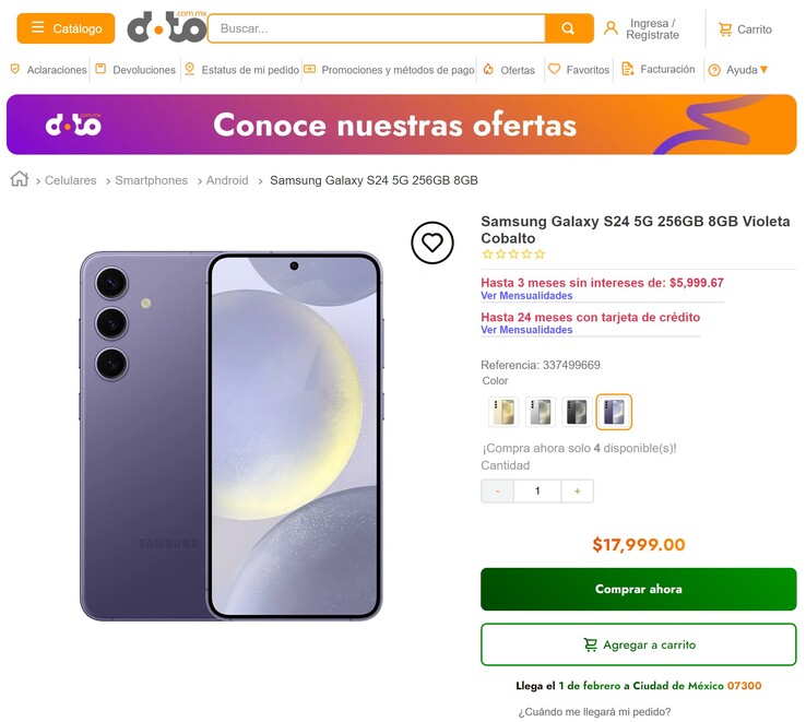 In Mexiko kann man das Galaxy S24 bereits bei einem Online-Händler bestellen.