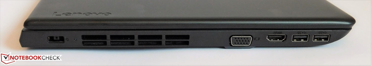 links: Stromanschluss, VGA, HDMI, 2x USB 3.0