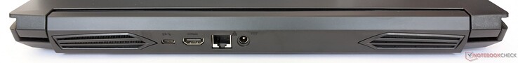 Rückseite: 1x USB-C 3.1 Gen2, HDMI 2.0 (mit HDCP), GigabitLAN, Netzanschluss