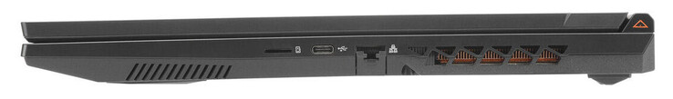 Rechte Seite: Speicherkartenleser (MicroSD), Thunderbolt 4 (USB-C; Displayport), Gigabit-Ethernet