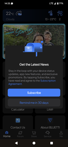 Die Bluetti-App nervt alle 30 Tage mit Subscription-Nachfrage