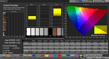 Farbgenauigkeit (Zielfarbraum: AdobeRGB; Profil: Standard)