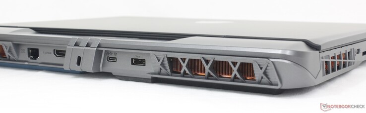 Rückseite: 2,5 Gbit/s RJ-45, HDMI 2.1 (8K @ 60Hz / 4K @ 120Hz), USB-C 3.2 Gen. 2 mit DisplayPort, Netzteil