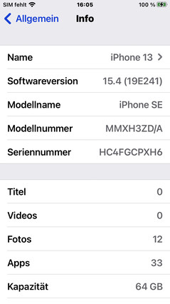 Software Apple iPhone SE 2022 iOS 15.4
