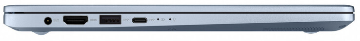 Linke Seite: Netzanschluss, HDMI, 2x USB 3.2 Gen 1 (1x Typ A, 1x Typ C)