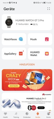 Zum Teil zeigt Huawei auch Werbung in der App.