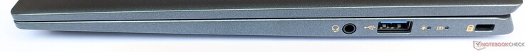 Rechte Seite: kombinierter Audioanschluss, 1x USB-A 3.2 Gen1, Kensington-Lock