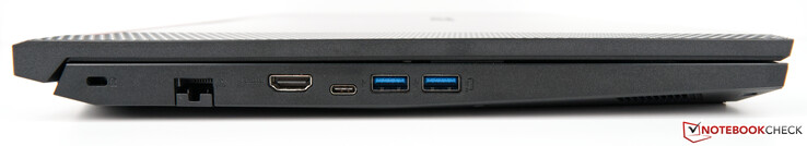Links: Kensington Lock, RJ45-Ethernet, HDMI, USB-Typ-C, 2 USB-A 3.0
