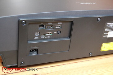 Hinten: LAN, 2x HDMI, dig. Audio-Out, USB-C, USB-A, Netzstecker