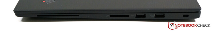 Rechts: SmartCard-Leser, SD-Leser, 2x USB-A 3.1 Gen.1 (1x Always-On), Kensington Lock