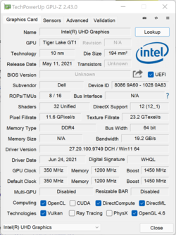 GPU-Z Intel UHD Xe (32 EUs)