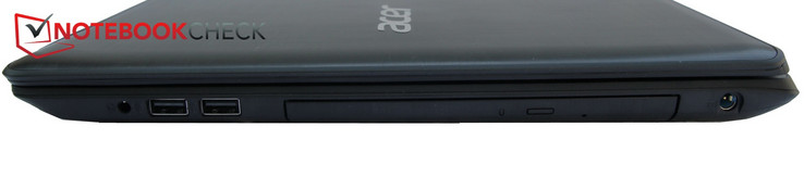rechts: Strom, DVD-Brenner, 2x USB 2.0, Mikro/Kopfhörer