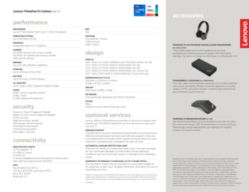 Lenovo ThinkPad X1 Carbon Gen 9 Spezifikationen