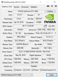GPU-Z (Gainward GeForce GTX 1650 Pegasus OC)