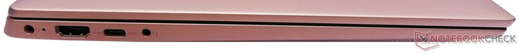 Linke Seite: Netzanschluss, HDMI, 1x USB Typ-C 3.1 Gen1, kombinierter 3,5-mm-Klinkenanschluss