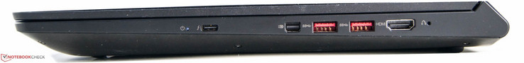 rechts: Thunderbolt-3-Anschluss, DisplayPort, 2 x USB 3.0, HDMI-Ausgang