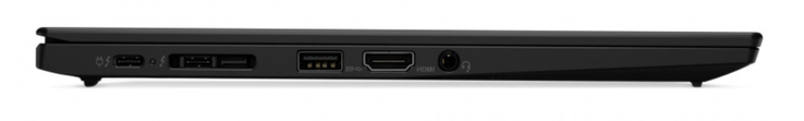 Links: Thunderbolt 3, Side-Dock (Thunderbolt 3 + LAN), USB-A (3.1 Gen.1), HDMI 1.4b, 3,5-mm-Audio