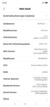 Software Xiaomi Mi 8 Lite MIUI Global 10.0