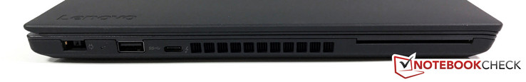 Linke Seite: Netzteil, USB 3.0, USB-C (Gen. 2)/Thunderbolt 3, SmartCard-Leser