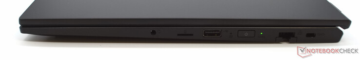 3.5-mm-Headset-Anschluss, microSD-Kartenleser, USB-Typ-A, LAN-Buchse, Kensington-Lock-Slot
