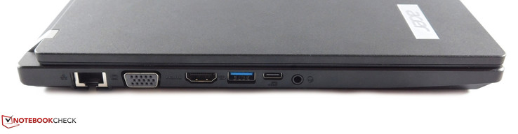 links: Ethernet, VGA, HDMI, USB 3.0 Typ-A, USB 3.0 Typ-C, 3,5-mm-Kombo-Audio