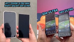 Das Display erscheint im Galaxy S24 Ultra deutlich dunkler als bei Vorgänger und iPhone 15 Pro Max, ein Vorteil von Gorilla Glas Armor. (Bild: @stufflistings)