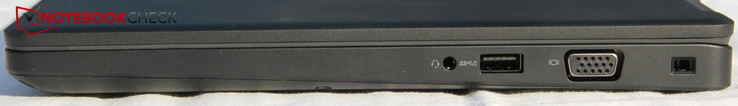 Rechts: Mikrofon/Kopfhörer, USB A 3.1, VGA, Kensington