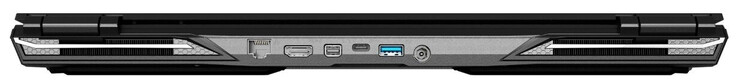 Rückseite: Gigabit-Ethernet, HDMI 2.0, Mini Displayport 1.4, USB 3.2 Gen 2 (Typ C; Displayport), USB 3.2 Gen 1 (Typ A), Netzanschluss