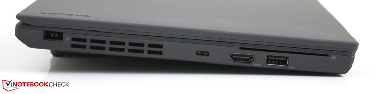 Links: Netzteil-Anschluss, USB-Typ-C, HDMI, USB 3.0