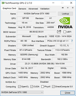 GPU-Z Geforce GTX 1060