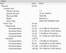 XBench 1.3 Ergebnis MacOs X 10.6.6