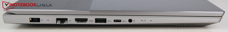 Links: Strom, LAN, HDMI, USB-A 3.0, USB-C 3.0, Headset-Klinke
