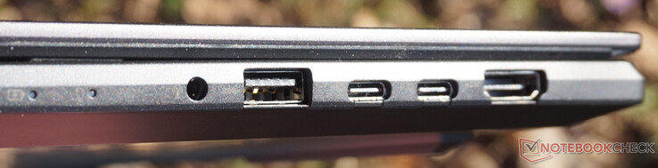 Anschlüsse rechts: Headset, USB 3.0 (5 Gbit/s), 2x USB-C (10 Gbit/s, DisplayPort, Stromversorgung), HDMI 2.1