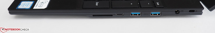 rechte Seite: Kartenleser, Thunderbolt 3, 2x USB 3.0, DC-in, Kensington Lock