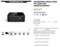 Morefine M600 Konfigurationen (Quelle: Morefine)