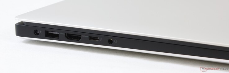 Links: Ladeanschluss, USB 3.1 Gen. 1, HDMI 2.0, USB Typ-C + Thunderbolt 3, kombinierter 3,5-mm-Audioanschluss