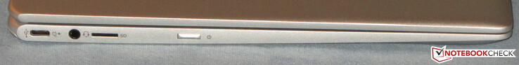 Linke Seite: USB 3.1 Gen 1 (Typ C), Audiokombo, Speicherkartenleser (MicroSD), Einschaltknopf